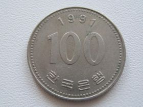 Республіка Корея Республика Корея ^/--/^ Южная Корея 100 вон 1991 года #17075 ^_^^^ Південна Корея 100 вон 1991 року #17075 - фото фото фото