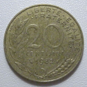 Франція Франция ^/--/^ Франція 20 сантимів 1982 року 43606 ^_^^^ Франция 20 сантимов 1982 года 43606 - фото фото фото