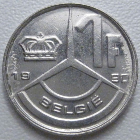 Бельгія Бельгия ^/--/^ Бельгія 1 франк 1990 року Belgie 42753 ^_^^^ Бельгия 1 франк 1990 года Belgie 42753 - фото фото фото