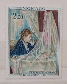 Мистецтво Искусство ^/--/^ Монако 1971 г - 25-летие ЮНИСЕФ. Берта Моризо - У колыбели, негаш ^_^^^ Монако 1971 — 25-річчя ЮНІСЕФ. Берта Морізо - У колиски, негаш - фото фото фото