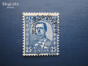 Балканський півострів Балканский полуостров ^/--/^ Марка Албанія 1928 стандарт наддрук Королівство Албанія без дати 25 кин гаш ^_^^^ Марка Албания 1928 стандарт сверхпечати Королевство Албания без даты 25 кин гаш - фото фото фото
