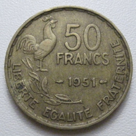 Франція Франция ^/--/^ Франція 50 франків 1951 року 42154 ^_^^^ Франция 50 франков 1951 года 42154 - фото фото фото