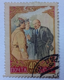 СРСР - СССР - ^/--/^ СССР 1957 Ленин с Красной гвардией, Смольный, гашеная ^_^^^ СРСР 1957 Ленін з Червоною гвардією, Смольний, гашена - фото фото фото