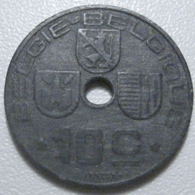 Бельгія Бельгия ^/--/^ Бельгія 10 сантимів 1944 року 42199 ^_^^^ Бельгия 10 сантимов 1944 года 42199 - фото фото фото