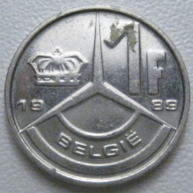 Бельгія Бельгия ^/--/^ Бельгія 1 франк 1989 року Belgie 42743 ^_^^^ Бельгия 1 франк 1989 года Belgie 42743 - фото фото фото