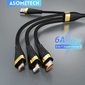 Кабелі Кабели ^/--/^ Универсальный кабель Asometech 3 /--/ в /--/ 1       (USB-Lightning+ MicroUSB+Type-C 6 /--/ A 1.25 /--/ M) быстрая зарядка + турбо зарядка ^_^^^ Універсальний кабель Asometech 3 /--/ в /--/ 1 (USB-Lightning+ MicroUSB+Type-C 6 /--/ A 1.25 /--/ M) швидка зарядка + турбо зарядка - фото фото фото