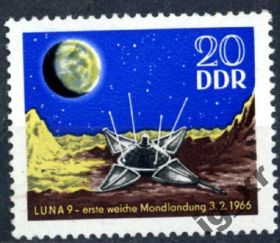 Освоєння космосу Освоение космоса ^/--/^ ГДР.  Луна - 9  (серия)** 1966 г. ^_^^^ НДР. Місяць - 9 (серія) - 1966 - фото фото фото