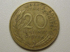Франція Франция ^/--/^ Франция 20 сантимов 1977 года 38130 ^_^^^ Франція 20 сантимів 1977 38130 - фото фото фото