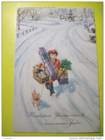Іноземні Иностранные ^/--/^ Германия С новым годом! 30.12.1928 зпочта Гайзенхайм дети подарки шампанское поросенок клевер ^_^^^ Німеччина з новим роком! 30.12.1928 Зпошта Гайзенхайм діти подарунки шампанське порося клевер - фото фото фото