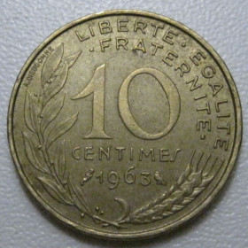 Франція Франция ^/--/^ Франція 10 сантимів 1963 року 41984 ^_^^^ Франция 10 сантимов 1963 года 41984 - фото фото фото