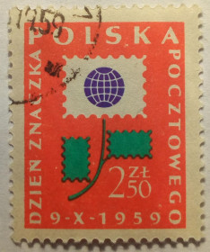 Польща Польша ^/--/^ Польша 1959 День марки, 2,50 /--/ ZL, гашеная ^_^^^ Польща 1959 День марки, 2,50 /--/ ZL, гашена - фото фото фото