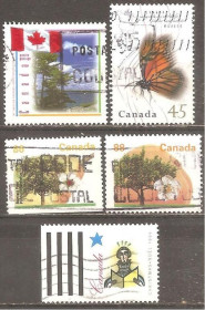 Північна Америка Северная Америка ^/--/^ Канада 1992-1995 5 гашеных марок ^_^^^ Канада 1992-1995 5 гашених марок - фото фото фото