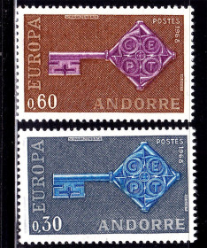 Малі Держави Європи Малые Государства Европы ^/--/^ Андорра  RF  1968 г  MNH - EUROPA СЕРТ - ^_^^^ Андорра RF 1968 MNH - EUROPA СЕРТ - фото фото фото
