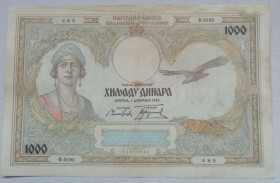 Югославія Югославия ^/--/^ Югославия 1000 динаров 1931 ^_^^^ Югославія 1000 динарів 1931 - фото фото фото
