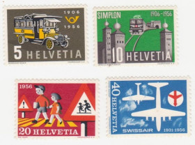 Швейцарія Швейцария ^/--/^ Швейцария 1956  г. № 617‑620 ** серия ^_^^^ Швейцарія 1956 р. No 617-620 ** серія - фото фото фото