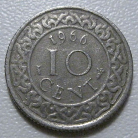 Сурінам Суринам ^/--/^ Сурінам 10 центів 1966 року 40747 ^_^^^ Суринам 10 центов 1966 года 40747 - фото фото фото