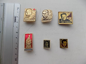 Інше Другое ^/--/^ Значок СССР 6 шт Краснодон, Гайдар, Олег Кошевой, Зоя Космодемьянская, У. Громова ^_^^^ Значок СРСР 6 шт Краснодон, Гайдар, Олег Кошовий, Зоя Космодемьянская, У. Громова - фото фото фото