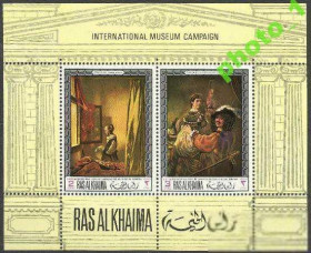 ОАЕ ОАЭ ^/--/^ Рас-эль-Хайма 1968 живопись Рембрандт Вермеер бл. ^_^^^ Рас-ель-Хайма 1968 живопис Рембрандт Вермеер бл. - фото фото фото