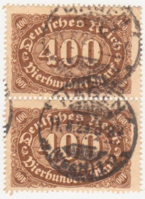 Веймарська республіка Веймарская республика ^/--/^ Германия    ( Рейх) 1922 г. №  233 гашеная пара ^_^^^ Німеччина (Рейх) 1922 р. No 233 гашена пара - фото фото фото