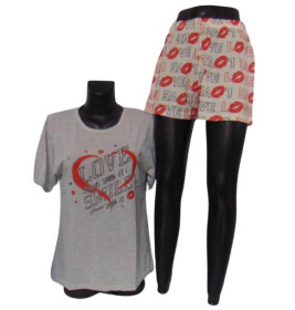 Піжами Пижамы ^/--/^ Женская пижама футболка и шорты Cotton More 50396 3 /--/ XL серая ^_^^^ Жіноча піжама футболка і шорти Cotton More 50396 3 /--/ XL сіра - фото фото фото