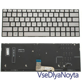 Клавіатури Клавиатуры ^/--/^ Клавиатура для ноутбука ASUS (UX /--/ 333 series) rus, silver, без фрейма, подсветка клавиш ^_^^^ Клавіатура для ноутбука ASUS (UX /--/ 333 series) rus, silver, без фрейму, підсвічування клавіш - фото фото фото