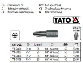 Викрутки Отвертки ^/--/^ Набор насадка отвертки YATO викруткова хрестова PH /--/ 2 1/4 l /--/ 25 мм 50 штук YT-7808 ^_^^^ Польща викруткова хрестова PH /--/ 2 1/4&amp;quot; l /--/ 25 мм 50 штук YT-7808 - фото фото фото