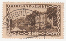 Веймарська республіка Веймарская республика ^/--/^ Германия   ( Саар)   1926  г. № 112 гашеная ^_^^^ Німеччина (Саар) 1926 р. No 112 гашена - фото фото фото