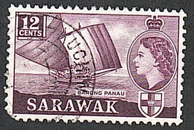 Малайзія Малайзия ^/--/^ Саравак  (1955) Британский протекторат. Парусная лодка ^_^^^ Саравак (1955) Британський протекторат. Парусний човен - фото фото фото