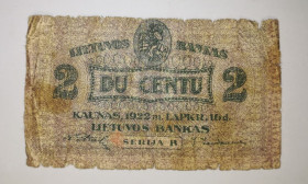 Балтійські країни Балтийские страны ^/--/^ Lithuania Литва 2 цента 1922 редкость!! ^_^^^ Литва 2 цента 1922 рідкість! - фото фото фото