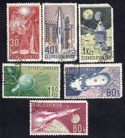 Чехословаччина Чехословакия ^/--/^ Чехословаччина 1962 - Освоєння космосу  (Г) повна серія ^_^^^ Чехословакия 1962 — Освоение космоса (Г) полная серия - фото фото фото