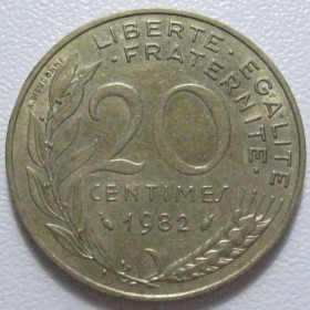 Франція Франция ^/--/^ Франція 20 сантимів 1982 року 43604 ^_^^^ Франция 20 сантимов 1982 года 43604 - фото фото фото