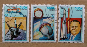 Освоєння космосу Освоение космоса ^/--/^ Куба 1986 г - 25-летие первого полета человека в космос ^_^^^ 1986 — 25-річчя першого польоту людини в космос - фото фото фото