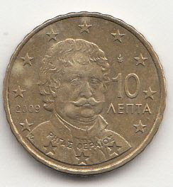 Греція Греция ^/--/^ Греція 10 євроцентів, 2009 ^_^^^ Греция 10 евроцентов, 2009 - фото фото фото