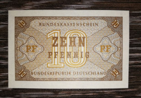 Німеччина Германия ^/--/^ GERMANY Німеччина 10 пфенігів. UNC. Не випущені. Надруковані на випадок війни з СРСР, НДР... ^_^^^ GERMANY Германия 10 пфеннигов. UNC. Не выпущены. Напечатанные на случай войны с СССР, ГДР... - фото фото фото