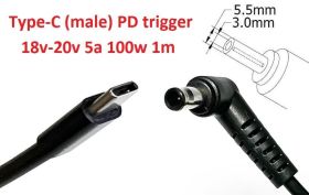 Інше Другое ^/--/^ Кабель-переходник триггер PD 18-20 /--/ v Type-C (max 5 /--/ a, 100 /--/ w) на 5.5 /--/ x /--/ 3.0 or 5.0 /--/ x /--/ 3.0 /--/ mm (+pin) 1 /--/ m з USB Ty - фото фото фото