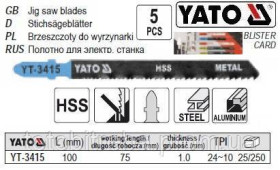 Фрези Фрезы ^/--/^ Набір полотно для електролобзика (метал) 24-10 /--/ TPI l /--/ 100 /--/ мм 5 /--/ шт YATO-3415 ^_^^^ Набор полотно для электролобзика (метал) 24-10 /--/ TPI l /--/ 100 /--/ мм 5 /--/ шт YATO-3415 - фото фото фото