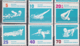 НДР, ФРН ГДР, ФРГ ^/--/^ ГДР 1962 ЧЕМПИОНАТ ЕВРОПЫ ВОДНЫЕ ВИДЫ СПОРТА ПРЫЖКИ С ВЫШКИ СПОРТИВНЫЕ СОРЕВНОВАНИЯ Mi.907-912**MNH ^_^^^ НДР 1962 ЧЕМПІОНАТ ЄВРОПИ ВОДНІ ВИДИ СПОРТУ ПРЫЖКИ З ВИШКИ СПОРТИВНІ ЗМОВИ Mi.907-912**MNH - фото фото фото