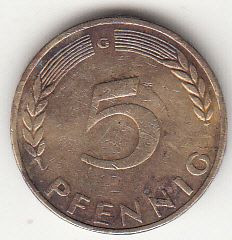 Інше Другое ^/--/^ 5 пфенігів ФР Німеччина J 1950 ^_^^^ 5 пфеннигов ФР Германия J 1950 - фото фото фото