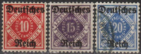 Веймарська республіка Веймарская республика ^/--/^ 1920 - Німеччина - Надруки на марках Вюртемберга Mi.53-55 _17,0 € * ^_^^^ 1920 - Германия - Надруки на марках Вюртемберга Mi.53-55 _17,0 €* - фото фото фото