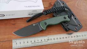 Ножі, мультітули Ножи, мультитулы ^/--/^ Civivi Timberbark C /--/ 23094-3, Green Micarta, 14 /--/ C /--/ 28 /--/ N Darkwash, Fixed, Outdoor, Tactical, EDC - фото фото фото
