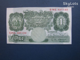 Великобританія Великобритания ^/--/^ Банкнота 1 фунт Великобританія 1948-1960 UNC прес ^_^^^ Банкнота 1 фунт Великобритания 1948-1960 UNC пресс - фото фото фото