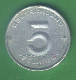НДР, ФРН ГДР, ФРГ ^/--/^ Германия - ГДР 5 пфеннигов, 1952 Отметка монетного двора: &amp;quot;A&amp;quot; - Берлин ^_^^^ Німеччина - НДР 5 пфенігів, 1952 Відмітка монетного двору: &amp;quot;A&amp;quot; - Берлін - фото фото фото