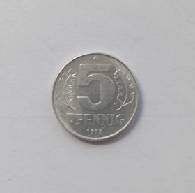 НДР, ФРН ГДР, ФРГ ^/--/^ ГДР  5 пфеннингов 1975 г.  А ^_^^^ НДР 5 пфеннінгів 1975 р. А - фото фото фото
