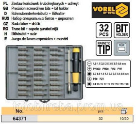 Викрутки Отвертки ^/--/^ Набір біт насадка викруткові 32 /--/ шт CrV VOREL-64371 ^_^^^ Набор бит насадка отверточные 32 /--/ шт CrV VOREL-64371 - фото фото фото