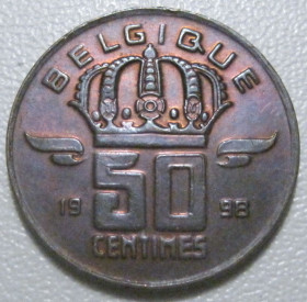 Бельгія Бельгия ^/--/^ Бельгія 50 сантимів 1998 року Belgique 42524 ^_^^^ Бельгия 50 сантимов 1998 года Belgique 42524 - фото фото фото