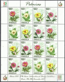 Ангола Ангола ^/--/^ Ангола 2011 флора пионы выставка в Китае 2 Листа ^_^^^ 2011 флора піони виставка в Китаї 2 Ліста - фото фото фото
