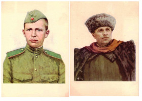 Тематичні колекції Тематические коллекции ^/--/^ Личности  .  СССР 1955 г 2 /--/ е ПК - Смрнов , Доватор -  герои ВОВ ^_^^^ СРСР 1955 р 2 /--/ е ПК - Смрнов, Доватор - герої ВВВ - фото фото фото