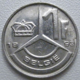 Бельгія Бельгия ^/--/^ Бельгія 1 франк 1993 року Belgie 42785 ^_^^^ Бельгия 1 франк 1993 года Belgie 42785 - фото фото фото