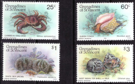 Фауна Фауна ^/--/^ Гренадины Сан-Винсент. Морские животные  (серия)** 1985 г. ^_^^^ Гренадини Сан-Вінсент. Морські тварини (серія) 1985 - фото фото фото