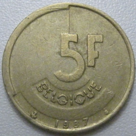 Бельгія Бельгия ^/--/^ Бельгія 5 франків 1987 року Belgique 42900 ^_^^^ Бельгия 5 франков 1987 года Belgique 42900 - фото фото фото
